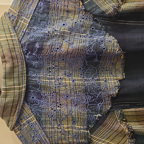 We The Free Deep Pacific Plaid Maxi Top, Mini Dress, Small | Indie Sleaze, Boho - Picture 10 of 14